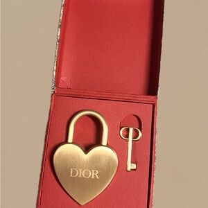 Dior Gold Heart Lock and Key Set